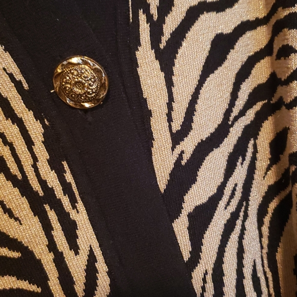 Jones New York Zebra Knit Sweater Jacket - Picture 2 of 3